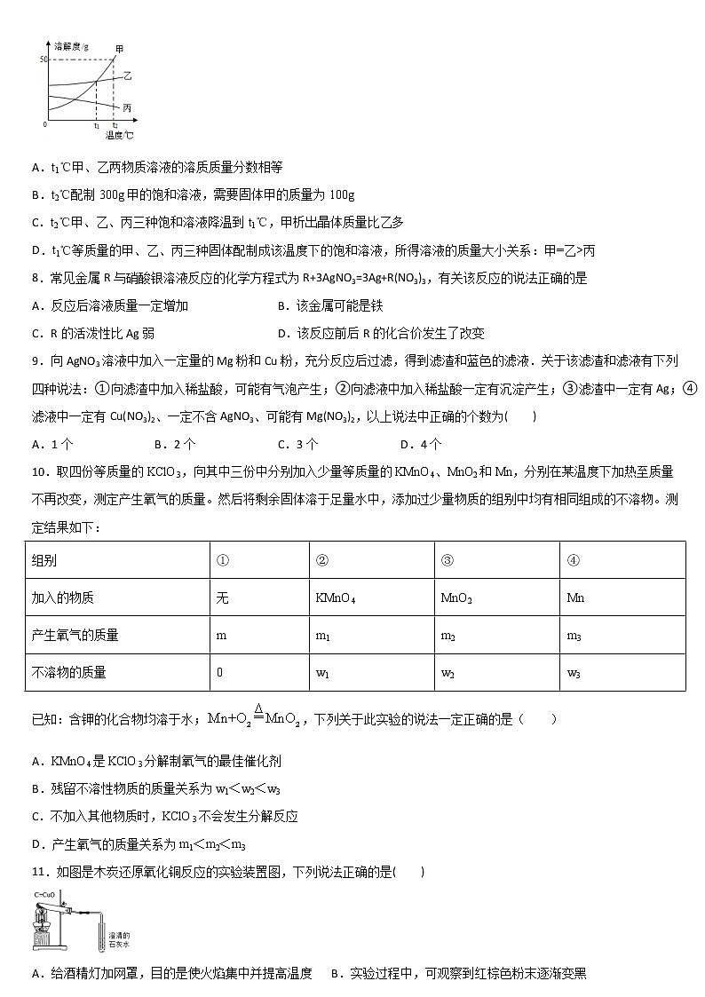 河南省信阳市淮滨县2021年中考复习 九年级化学 模拟测试题（二）02