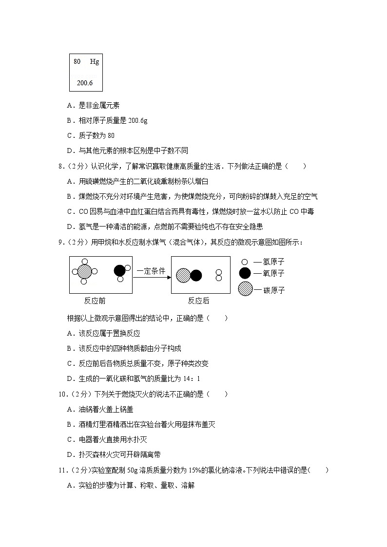 2020年重庆中考化学模拟试卷02