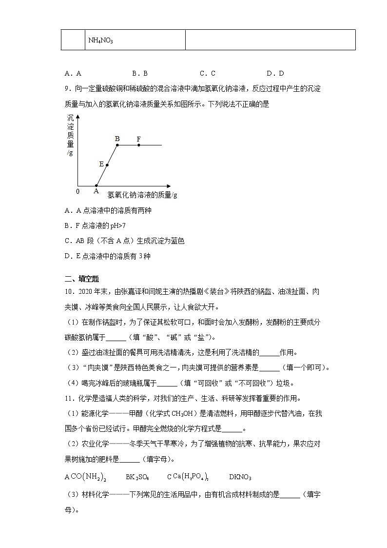 2021年陕西省宝鸡市渭滨区中考一模（第一次质检）化学试题（word版 含答案）03