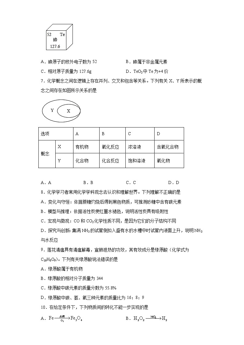 2021年江苏省无锡市滨湖区中考一模化学试题（word版 含答案）02