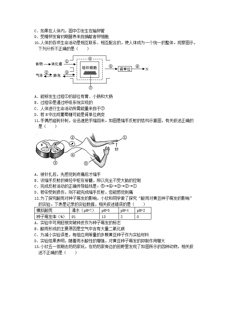2021年山东省聊城市莘县中考模拟生物试题203