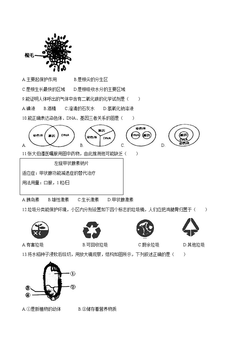 2021年福建省泉州市中考二模生物试题02