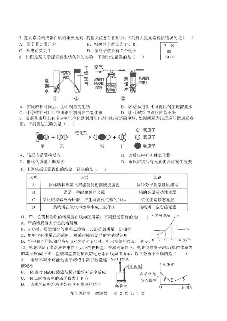 安徽省2021年合肥包河区二模试卷化学（含答案）第2页