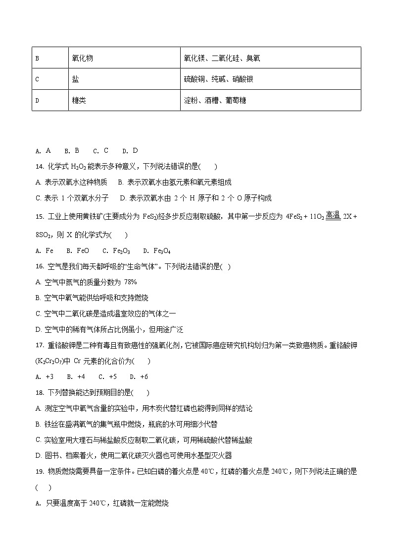 甘肃省兰州市2018年中考化学试题（原卷版）03
