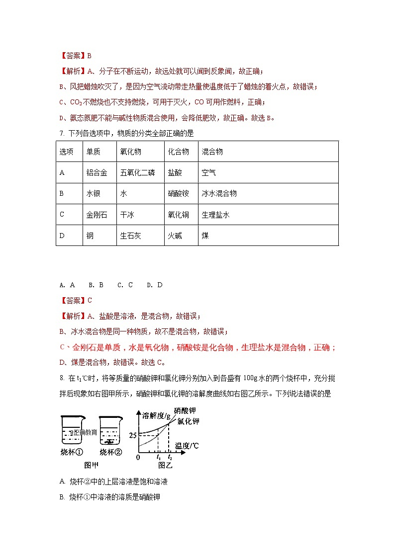 湖北咸宁市2018年中考化学试题（word版含解析）03