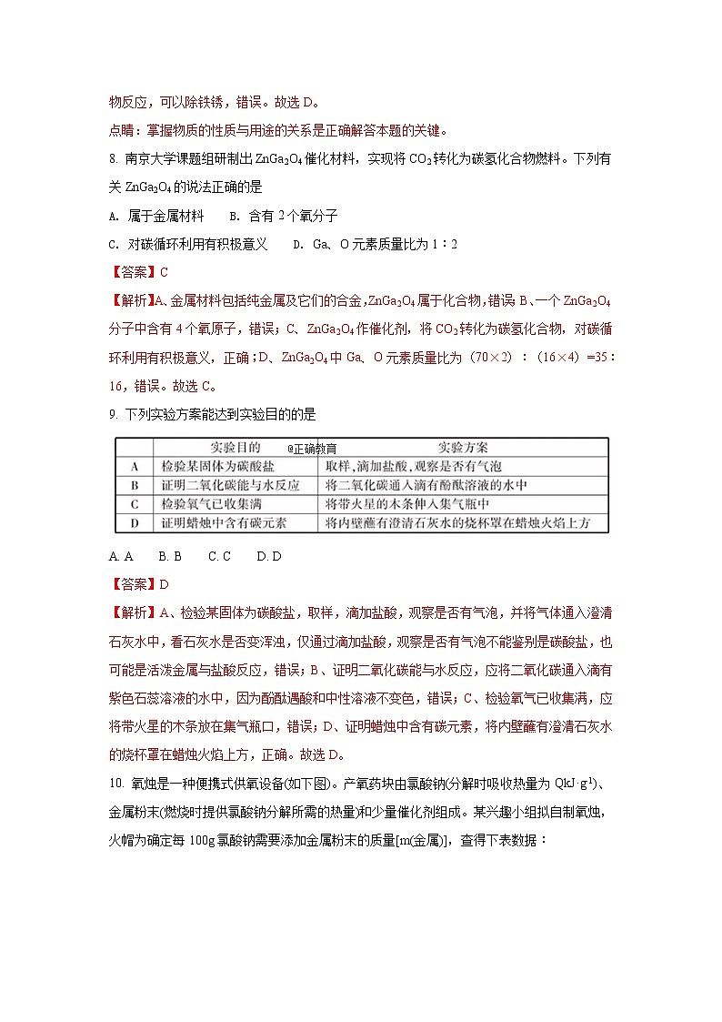 福建省2018年中考化学试题（word版含解析）03