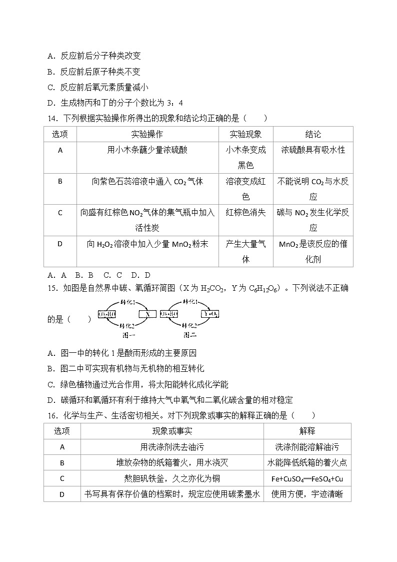 山东省潍坊市2018年中考化学试题（word版，含解析）03