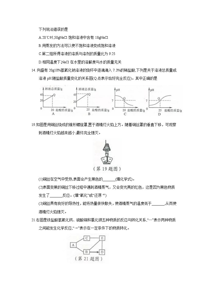 浙江省宁波市2018年中考化学试题（word版，含答案）第2页