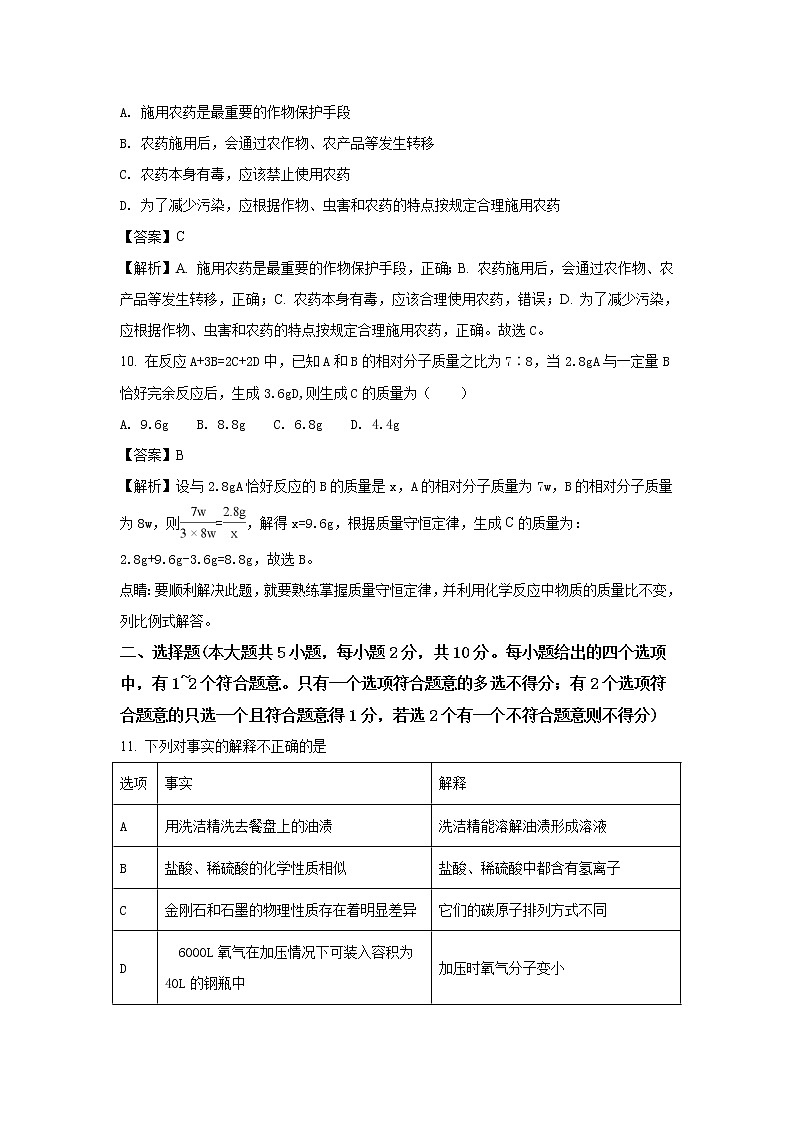 天津市2018年中考化学试题（word版含解析）03