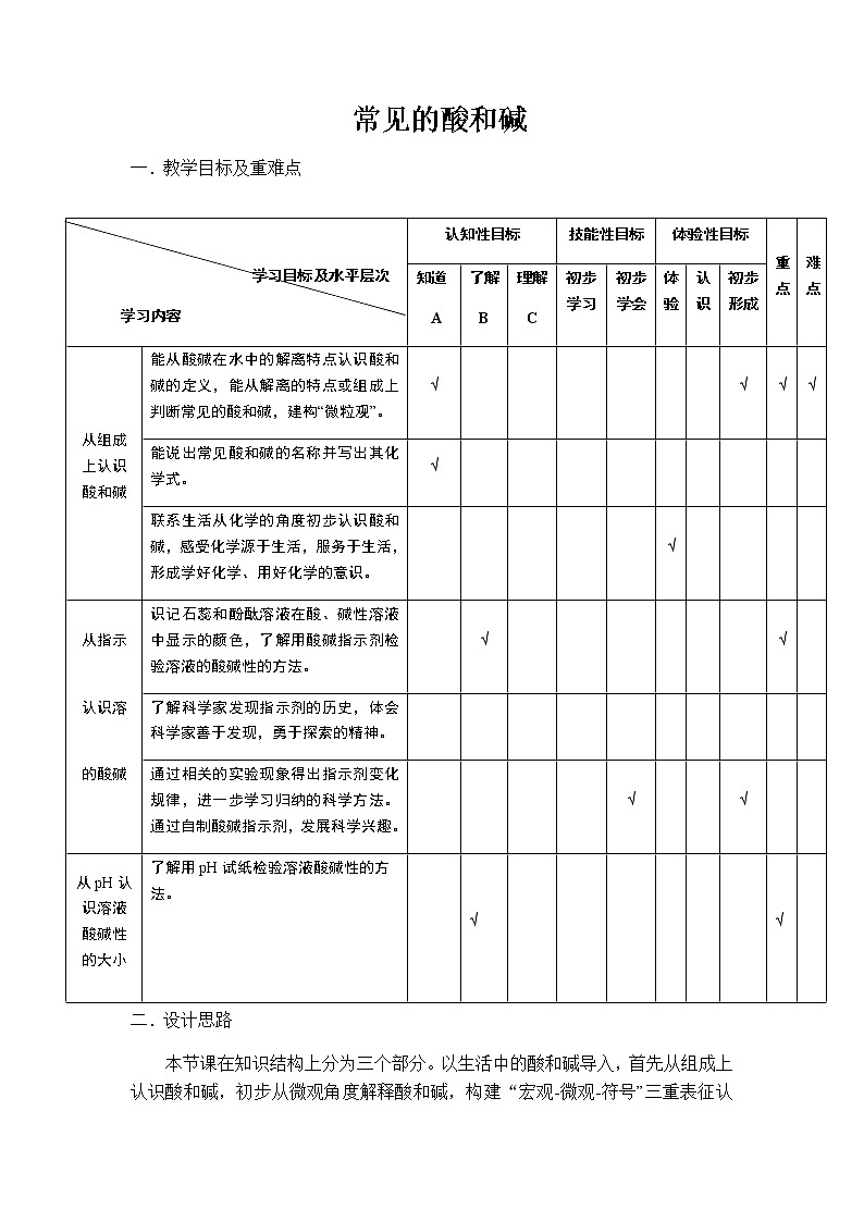 沪教版（上海） 九年级化学第二学期 5.1酸和碱的性质研究--碱的性质探究教案01