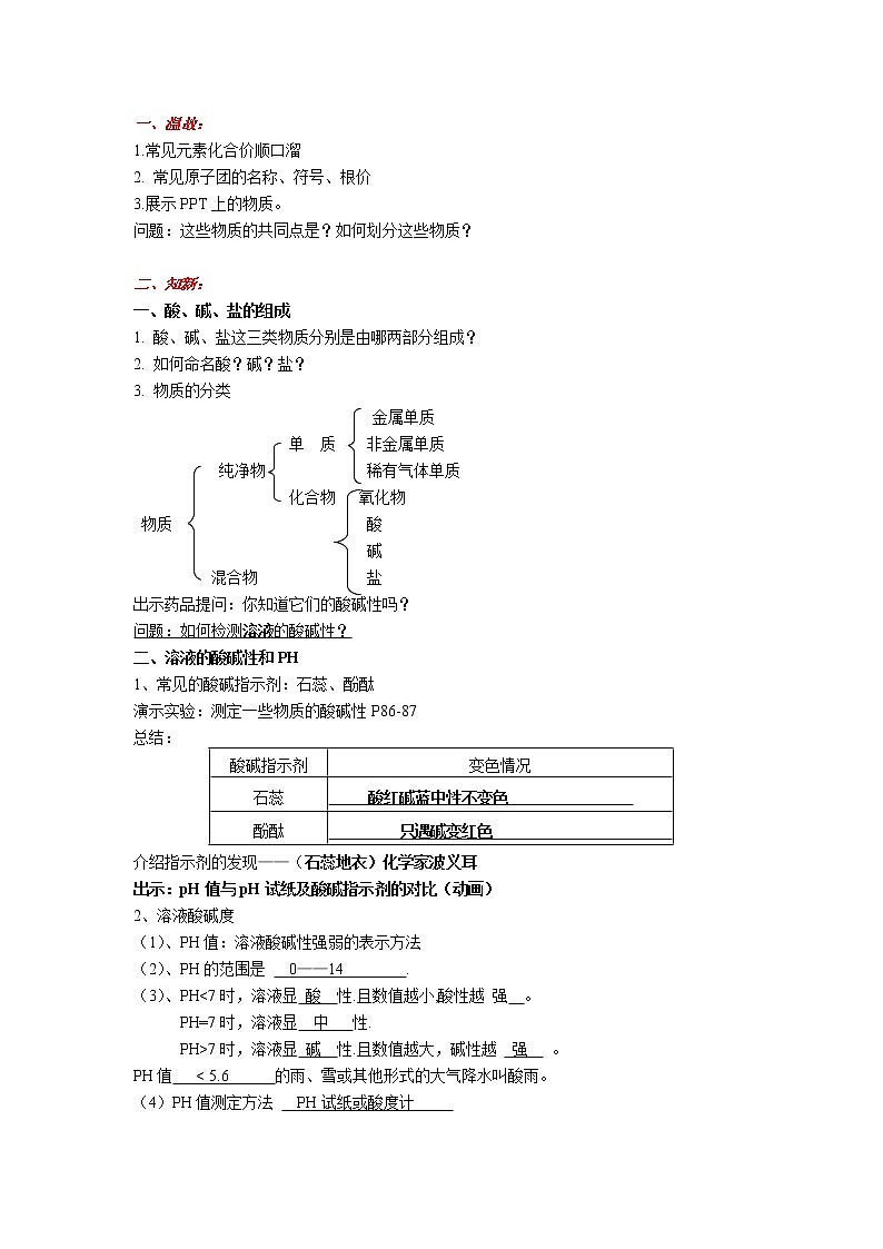 沪教版（上海） 九年级化学第一学期 3.3溶液的酸碱性教案02