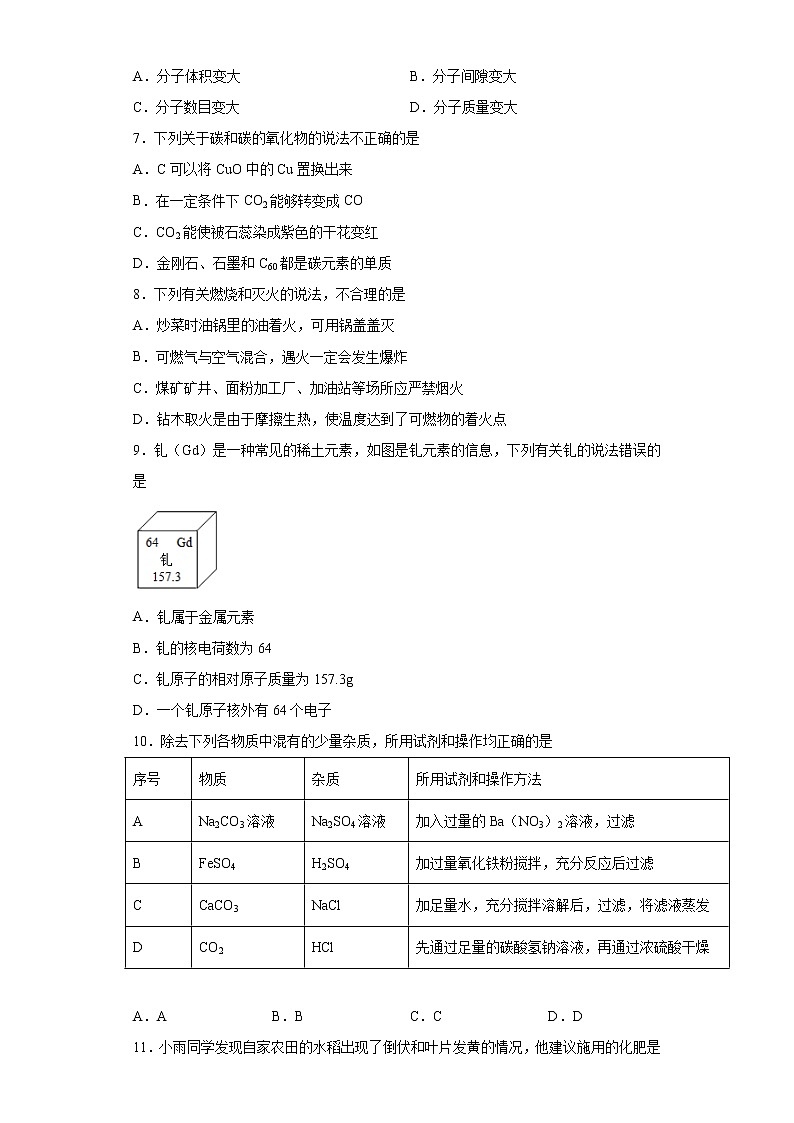2021年广东省佛山市三水区中考化学一模试题（word版含答案）02