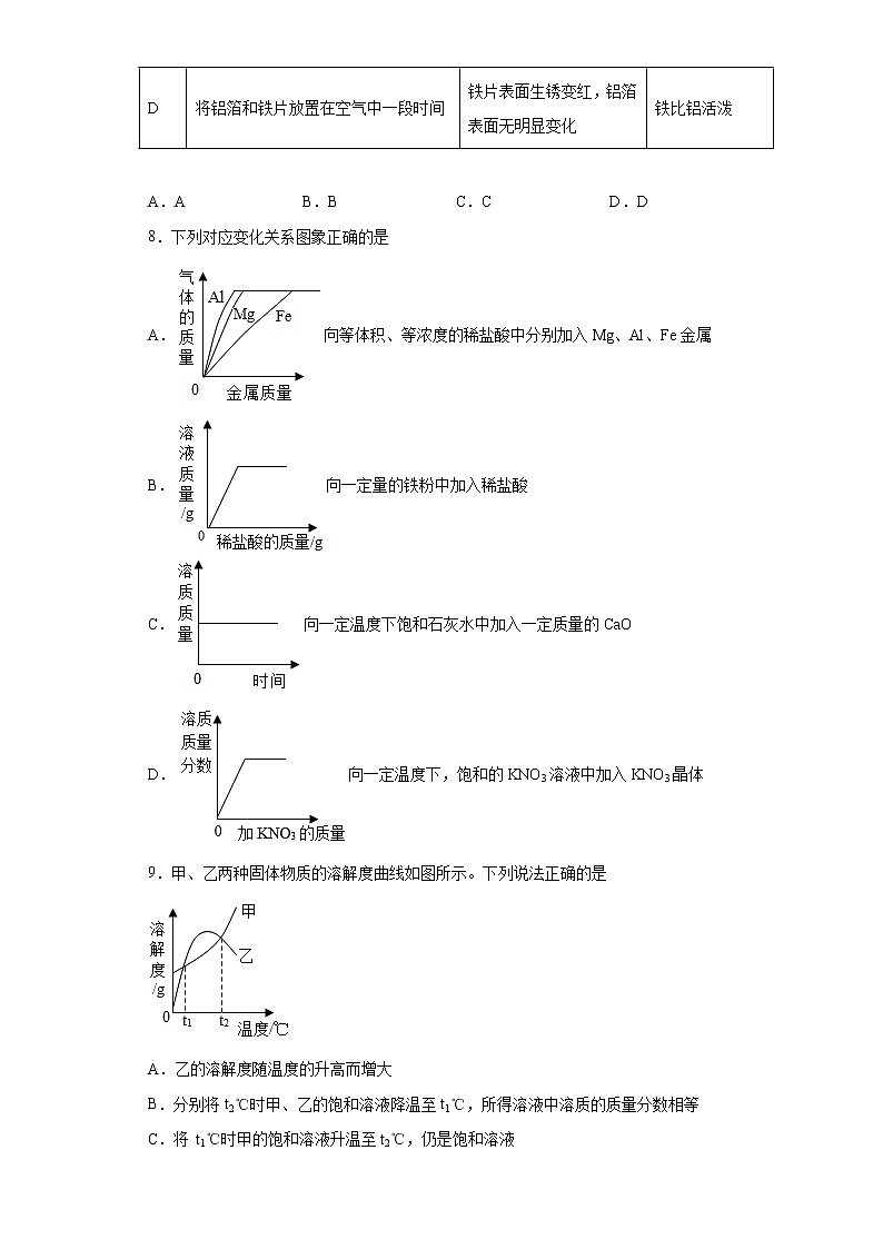 2021年黑龙江省大庆市肇源县中考二模化学试题（word版含答案）03