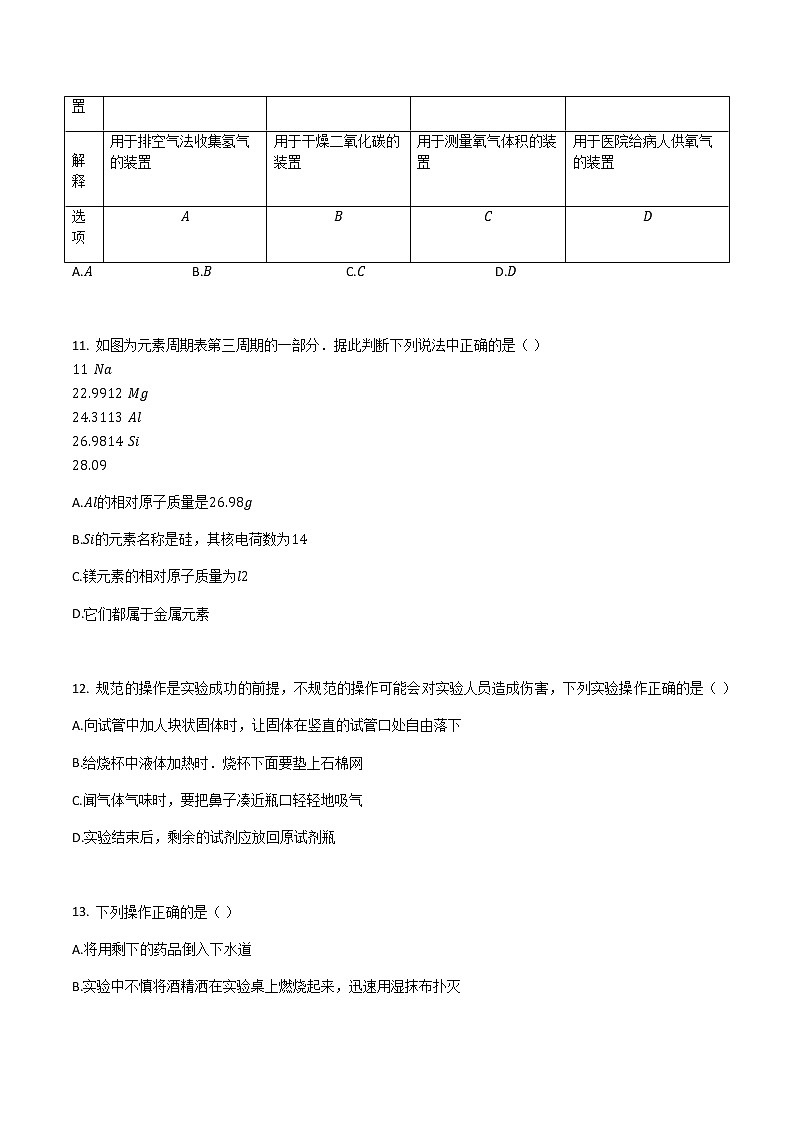 沪教版（上海）九年级化学第一学期 第一章化学的魅力检测题1（含答案）03