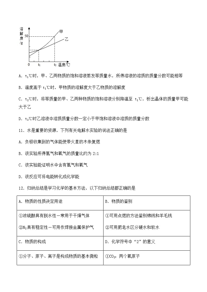 沪教版（上海）九年级化学第一学期 第三章《走进溶液世界》检测题2（含答案）03