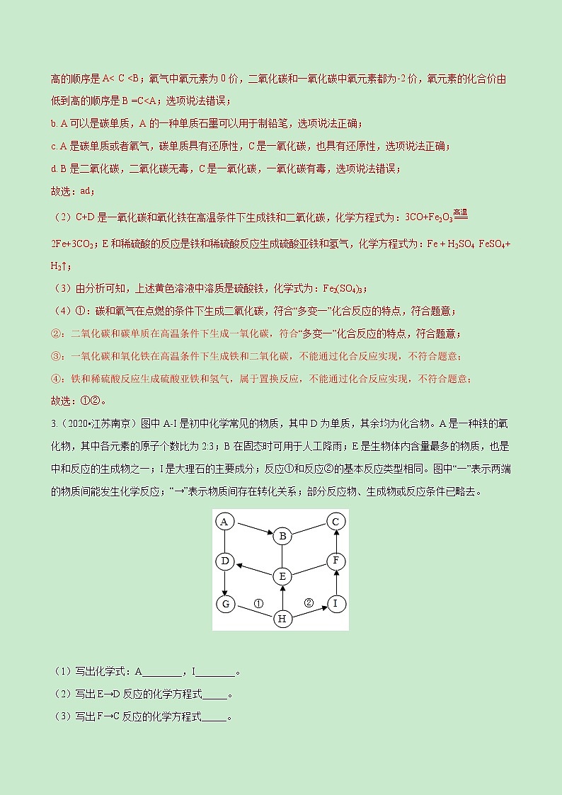 2021中考化学冲刺特训  特训06  巧思妙想推断20题 (尖子生专用)03
