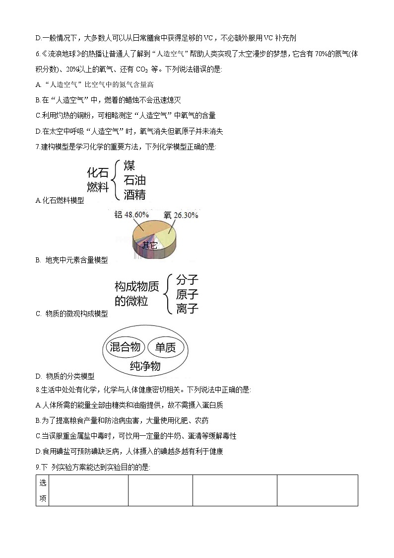 2020年安徽省合肥市中考一模化学试题03