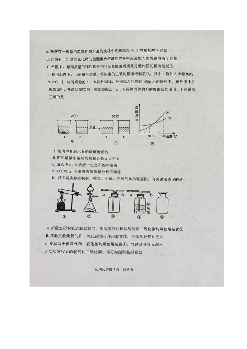 2021年山东省威海乳山市5月中考模拟化学试题03