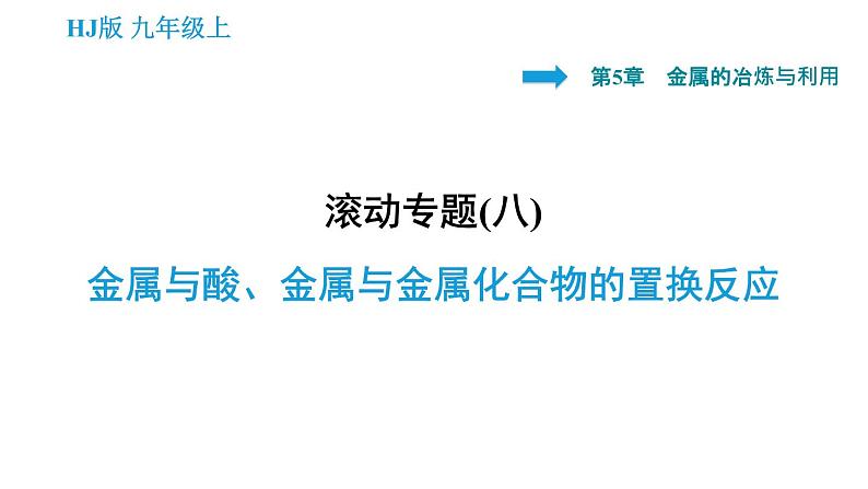 沪教版九年级上册化学课件 第5章 专题（八）  金属与酸、金属与金属化合物的置换反应01