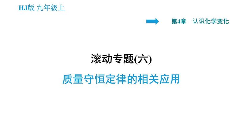 沪教版九年级上册化学课件 第4章 专题（六）  质量守恒定律的相关应用01