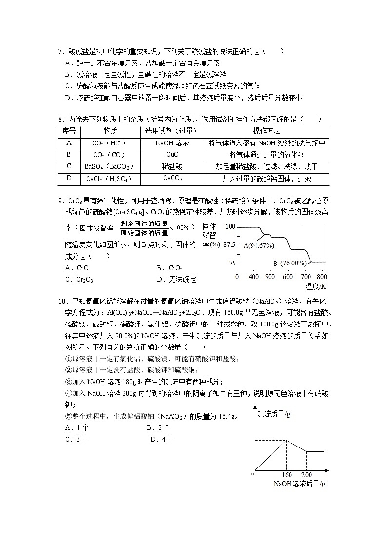 2021年江苏省南通市中考化学押题卷（四）第2页