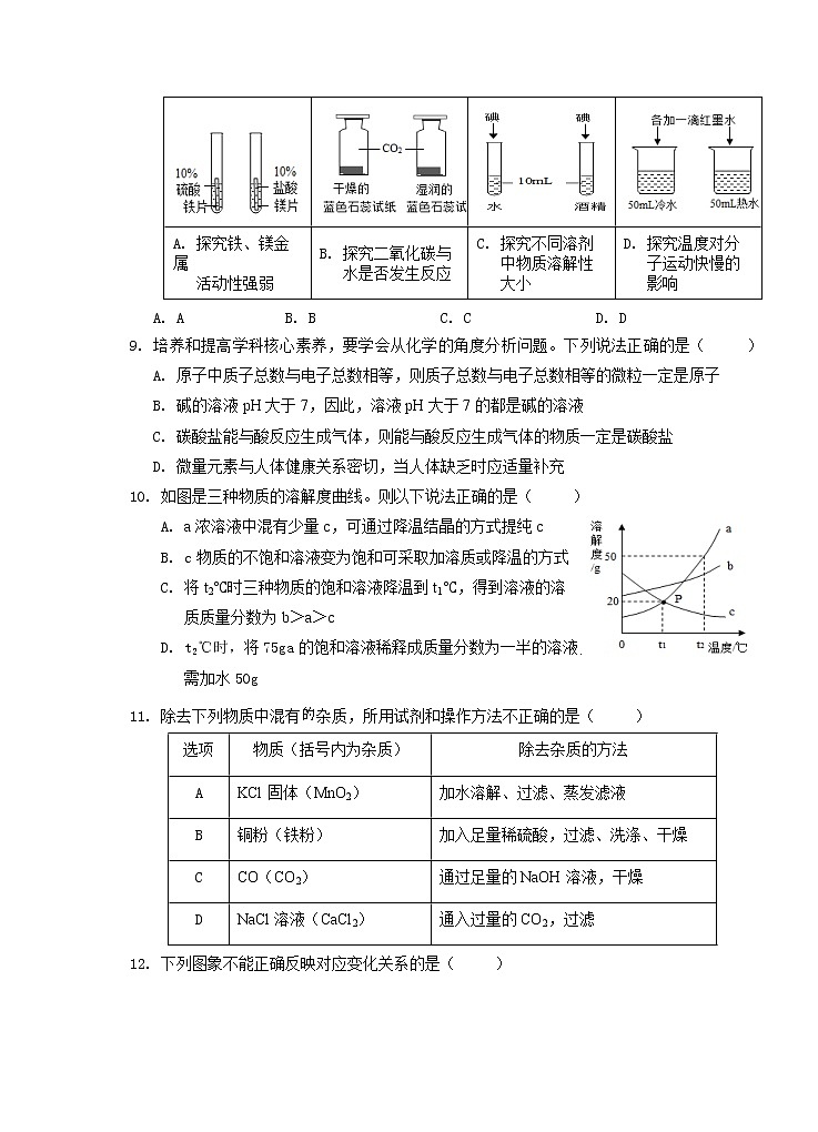 2021年安徽省芜湖市九年级毕业暨升学模拟考试（三）化学试题03