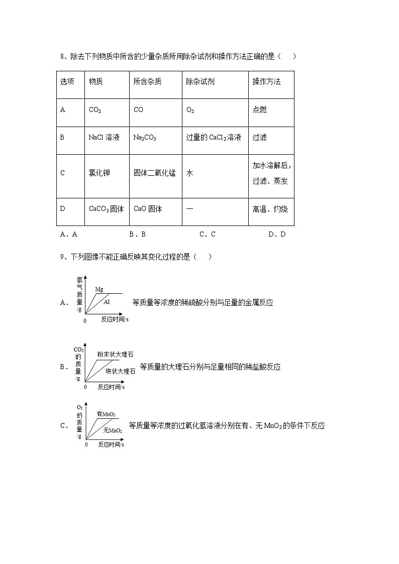 2021年陕西省初中学业水平考试化学模拟试题及答案（一）03