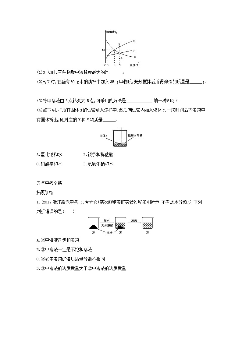 第二单元 溶液 课题2 溶解度 同步习题03
