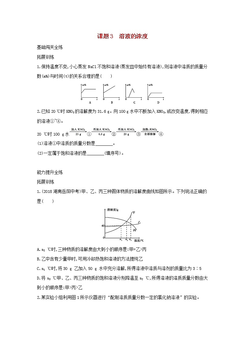 第二单元 溶液 课题3 溶液的浓度 同步习题01