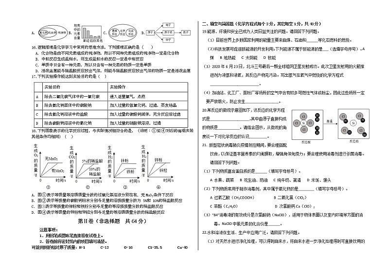 2021年山东省临沂市蒙阴县中考模拟化学试题一02