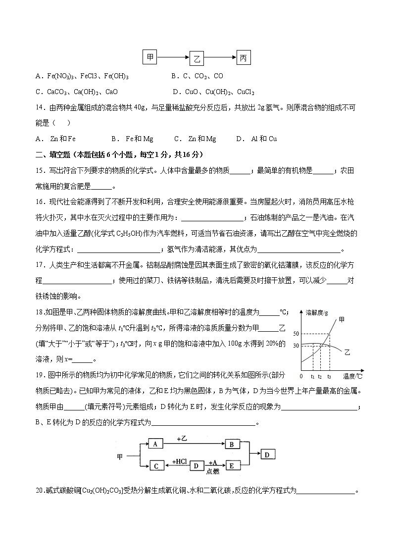 2021年河南省中考化学模拟押题试卷（WORD版，含答案）03