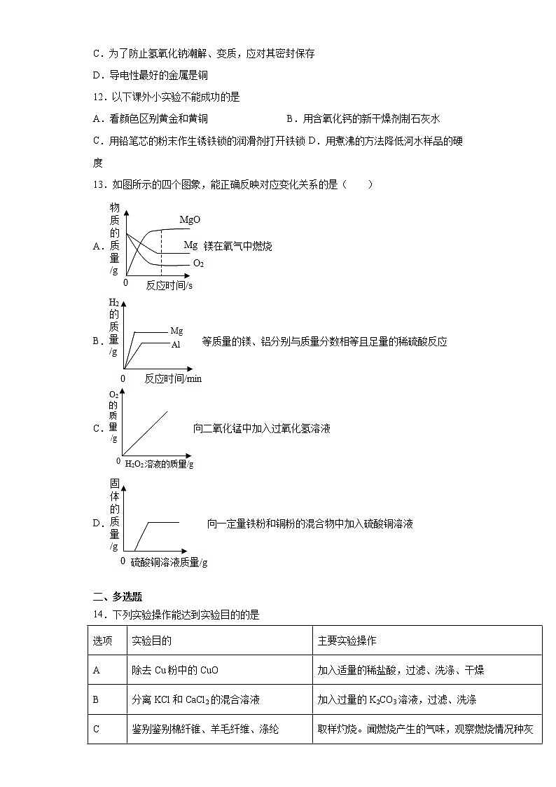 2021年黑龙江省齐齐哈尔市建华区中考二模化学试题（word版 含答案）03