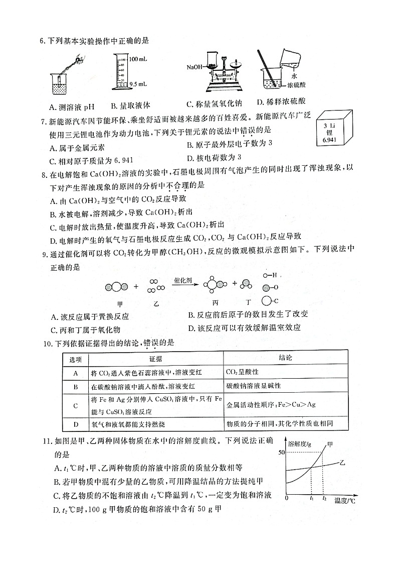 2021年安徽省淮北市中考冲刺化学试题第2页