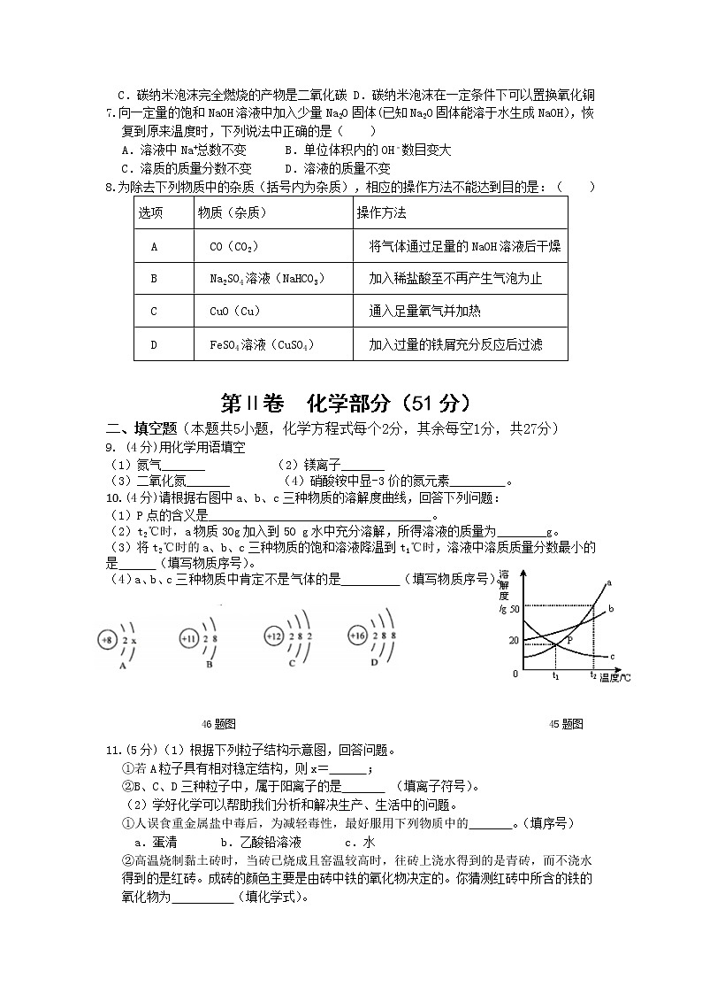 2021年四川省达州市开江县中考模化学试题02