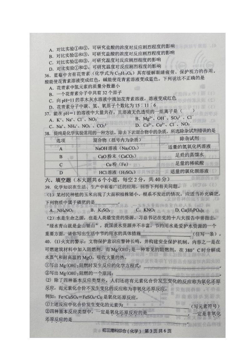 湖南省娄底市2021年中考仿真模拟（五）化学试题（图片版）03