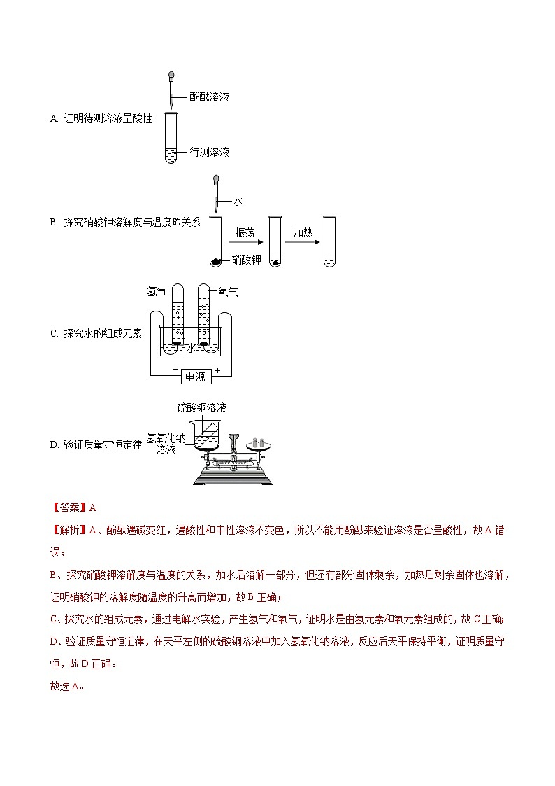 2021年化学中考真题分类汇编详解通用卷 专题17 实验方案的设计与评价（1）03