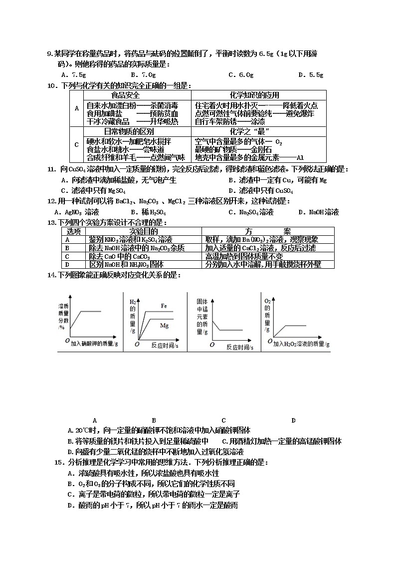 2021年甘肃省天水市麦积区中考模拟化学试题（word版 含答案）02