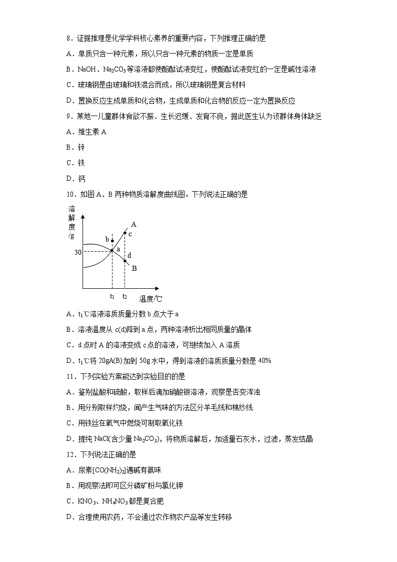 2021年广东省佛山市禅城区中考二模化学试题（word版 含答案）03