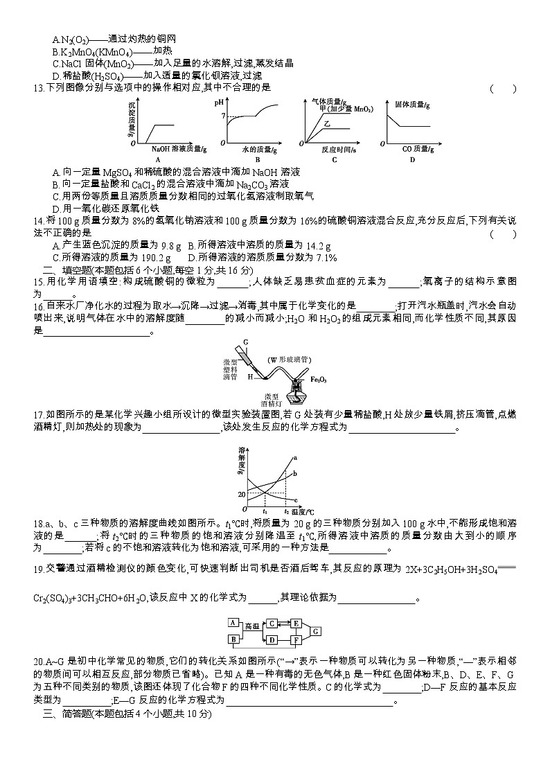 2021年河南省中考化学考前磨尖提分训练 (二)（word版 含答案）02