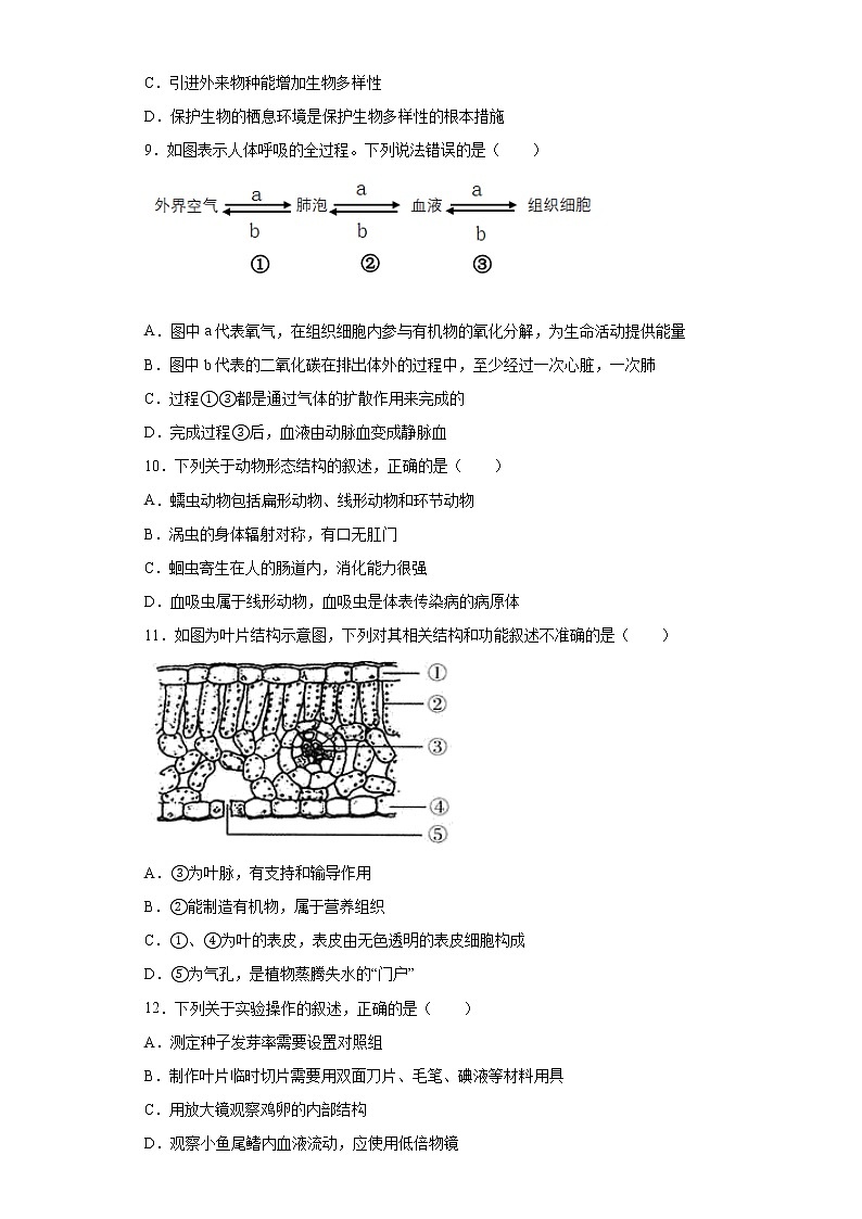 2021年山东省济南市历下区中考三模生物试题（word版 含答案）03
