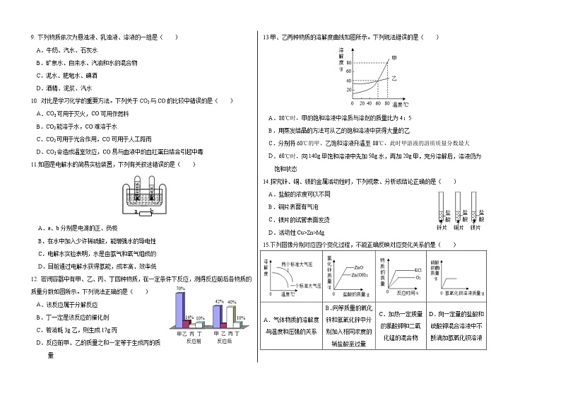2021年内蒙古自治区兴安盟中考化学最后一卷02