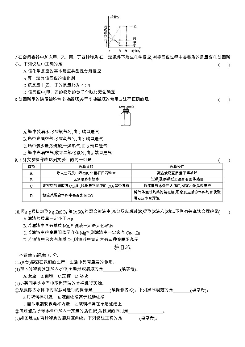 2021年福建省中考化学考前磨尖提分训练(三)（word版 含答案）02