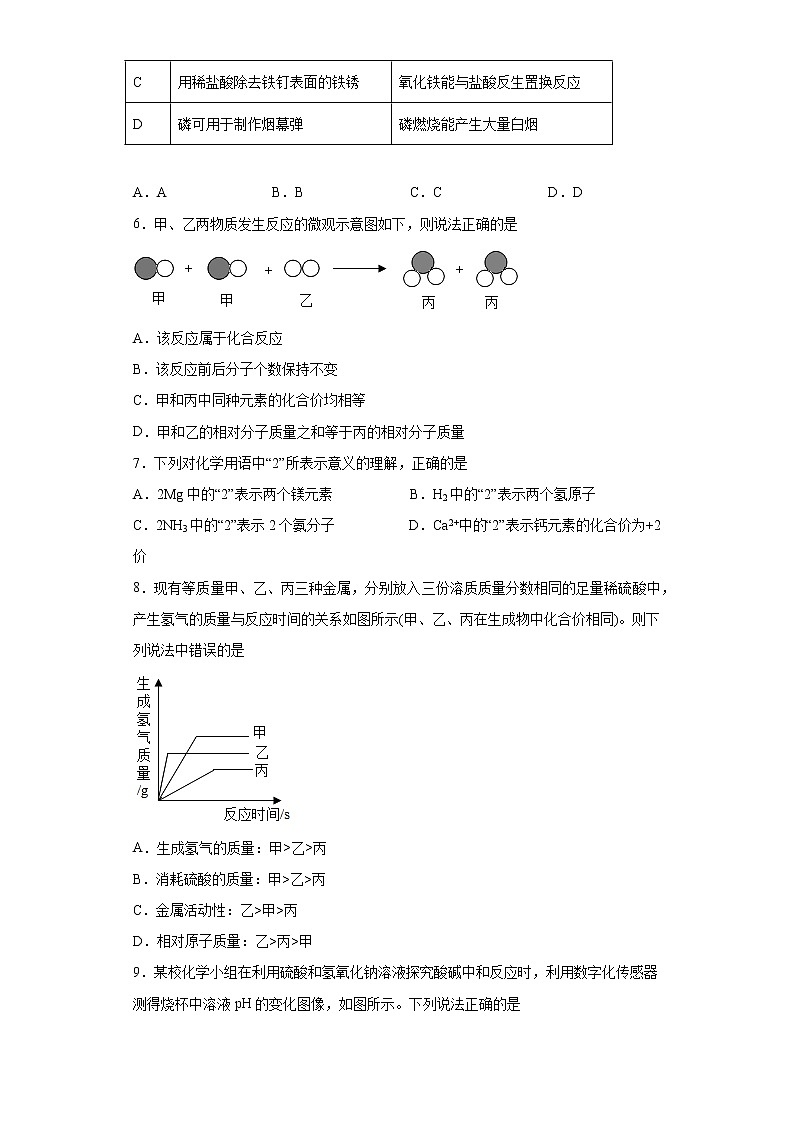 2021年江苏省淮安市淮安区中考一模化学试题（word版 含答案）02