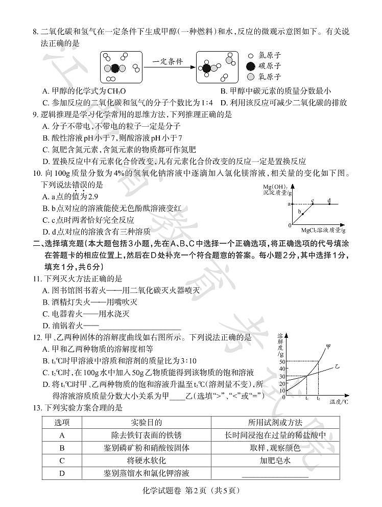 2021年江西省中考化学真题与详解02