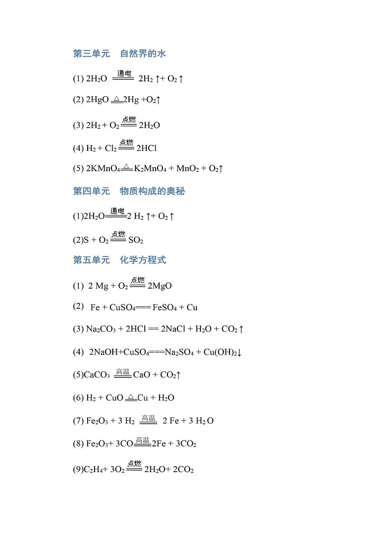 初中化学方程式汇总大全 学案02