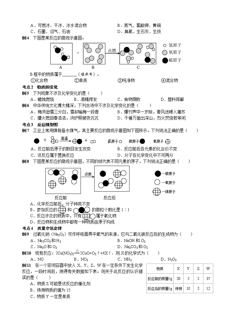 物质的分类、变化及质量守恒定律考点测试 2021年中考化学专题复习试卷第2页