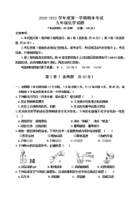 山东省东营市河口区（五四制）2020-2021学年九年级上学期期末考试化学试题（word版 含答案）