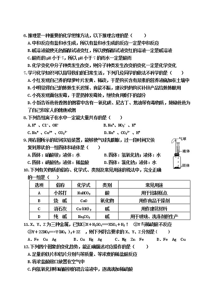 山东省东营市河口区（五四制）2020-2021学年九年级上学期期末考试化学试题（word版 含答案）02