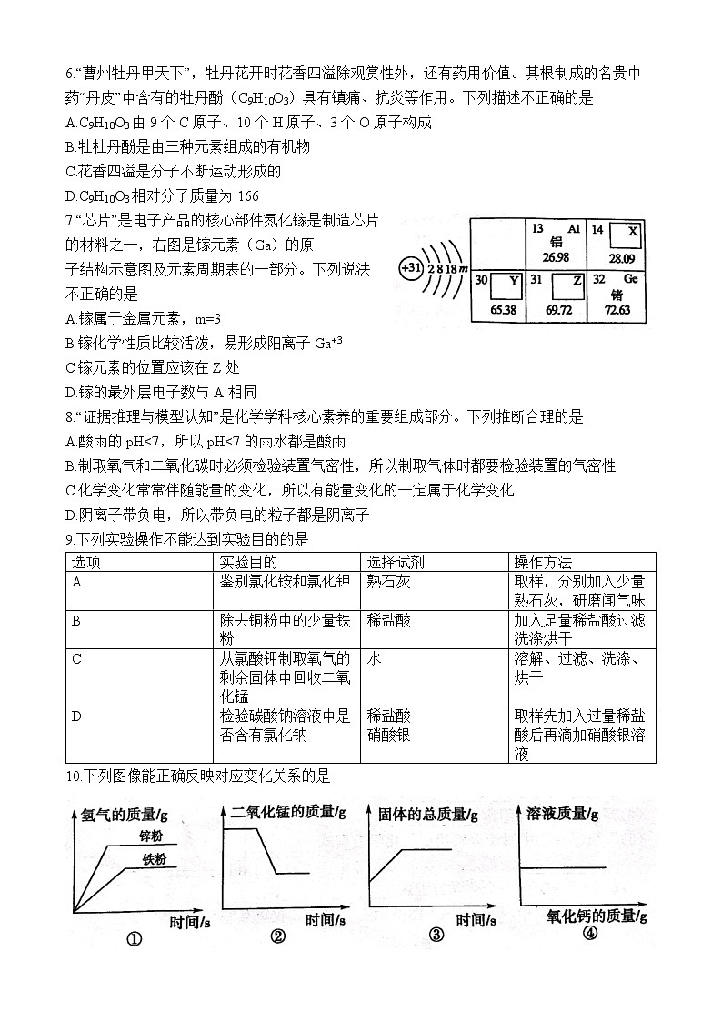 2021年山东省菏泽市中考化学真题（word版 含答案）02