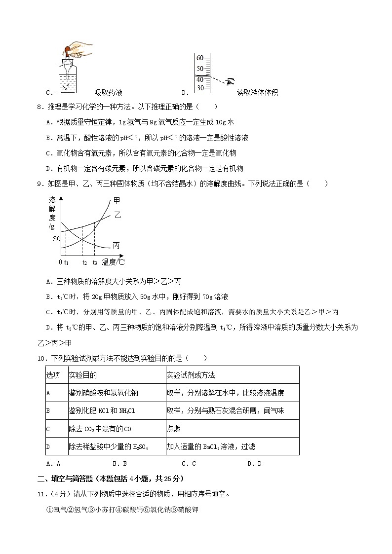 2021年甘肃省定西市中考化学真题（word，解析版）02